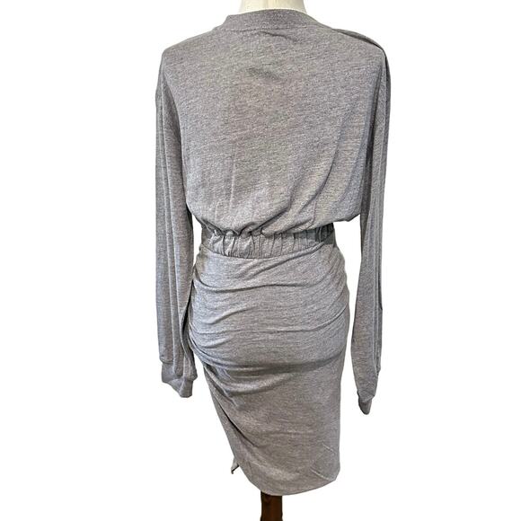 Chaser Women's Gray Ruched bottom midi Dress Long Sleeve Size S - Picture 6 of 10